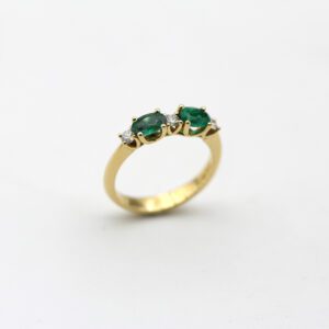 Yellow Gold Ring with Emeralds and Diamonds "We Two"
