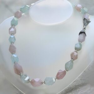Silver Necklace with Natural Morganite Stones