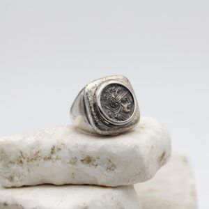 925 sterling silver ring with Roman coin