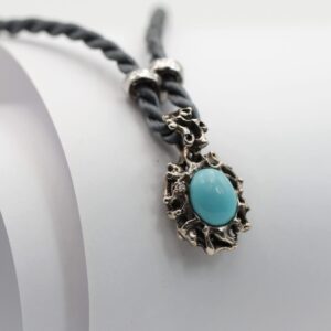Silver and Gold Pendant with Turquoise Stone and Diamond