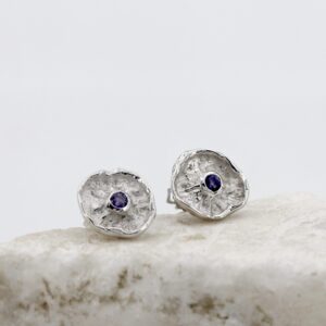 Earrings – “Winter Flower” – Sterling Silver with Iolite