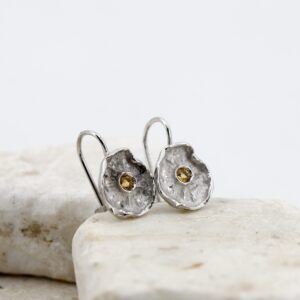 Earrings – “Winter Flower” – in Silver with Citrine Quartz – Small model