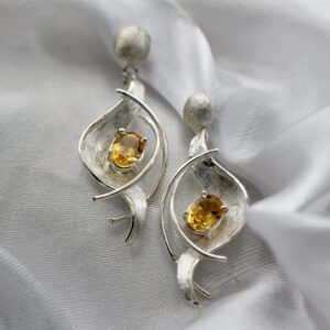 Silver earrings with Citrine Quartz - Citrine quartz