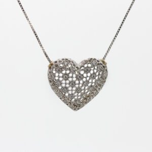 Heart Pendant in Silver with Zirconia and Chain