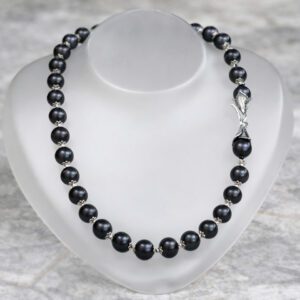 Necklace with Grey Tahitian Pearls and 925 Sterling Silver Clasp