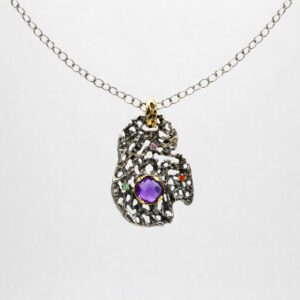 Silver and Gold Pendant with Amethyst – Mars Collection