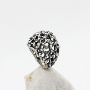 “Mars” Collection – Domed Sphere Sterling Silver Band Ring