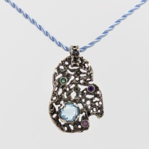Silver Pendant with Blue Topaz and 3 Colored Gemstones – Mars Collection